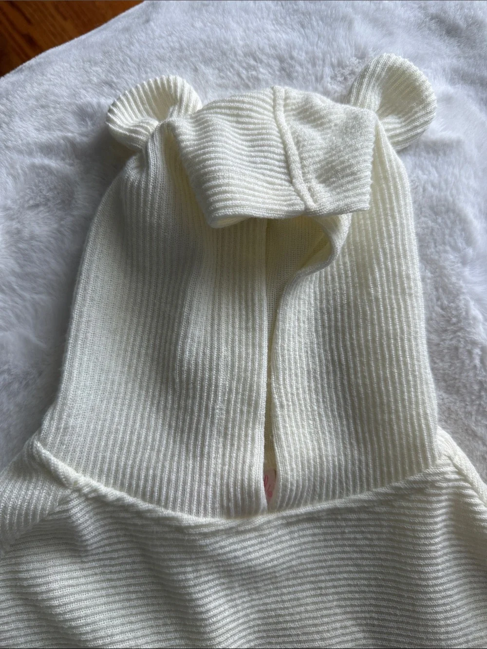 Youngland Cream Hooded Poncho with Ear Detail
